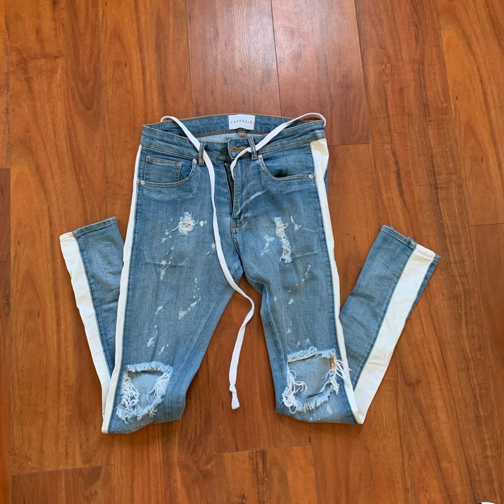Lakenzie side stripped super skinny jeans